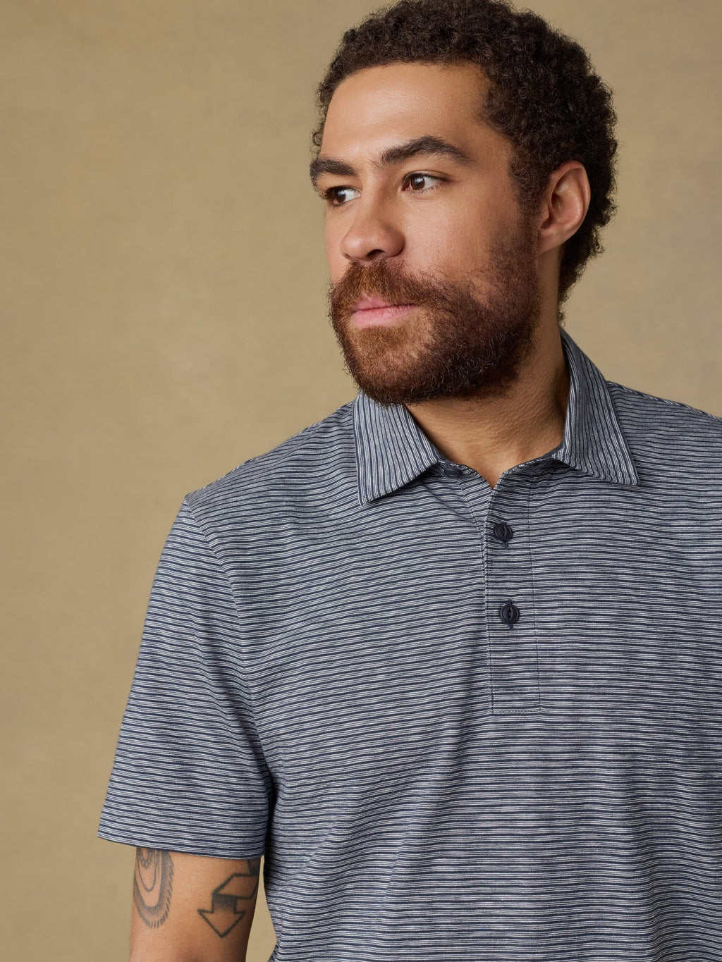 Sunwashed Tee Polo - Dune Stripe Navy