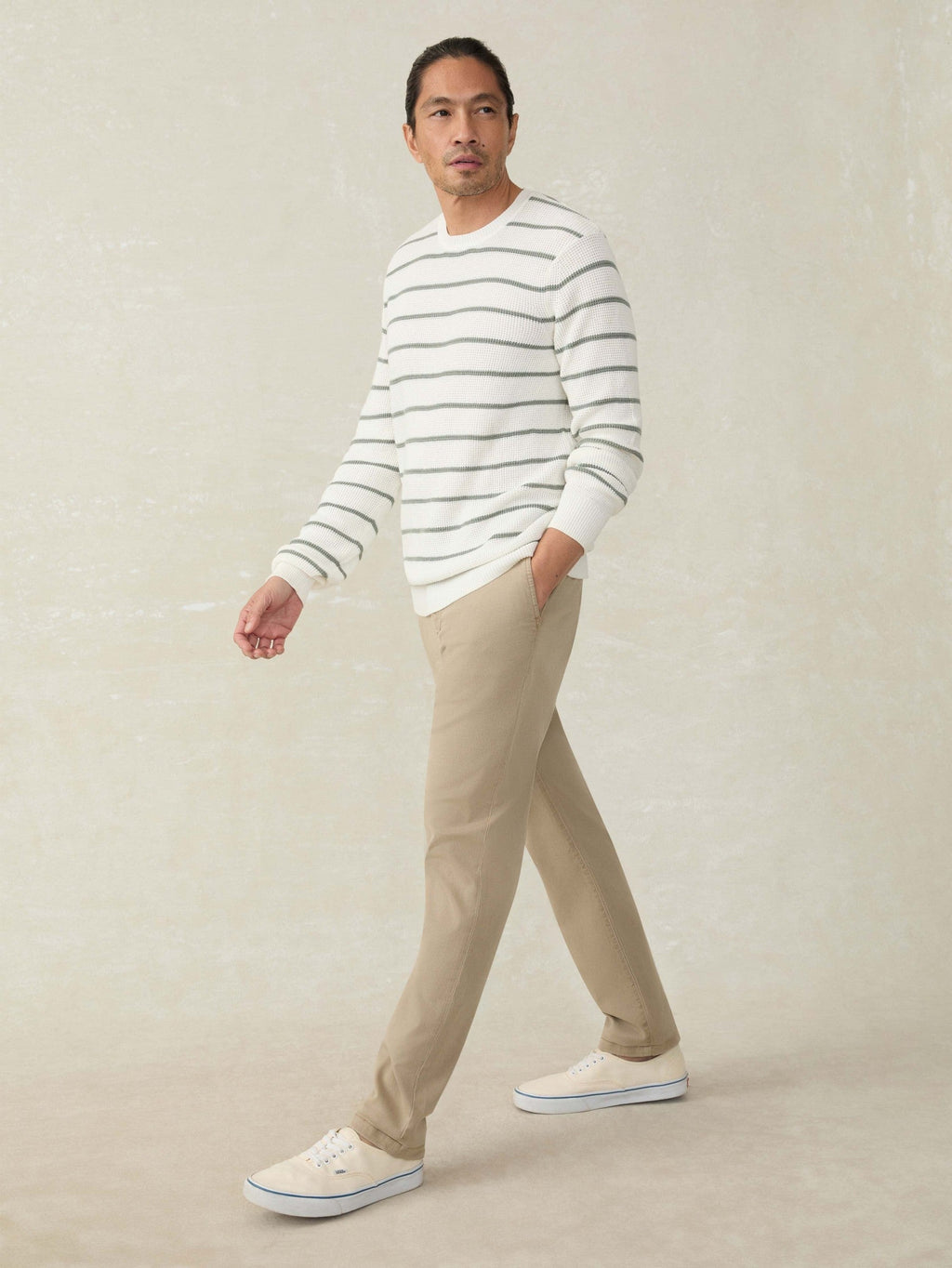 Sunwashed Crewneck Sweater - White Sage Stripe