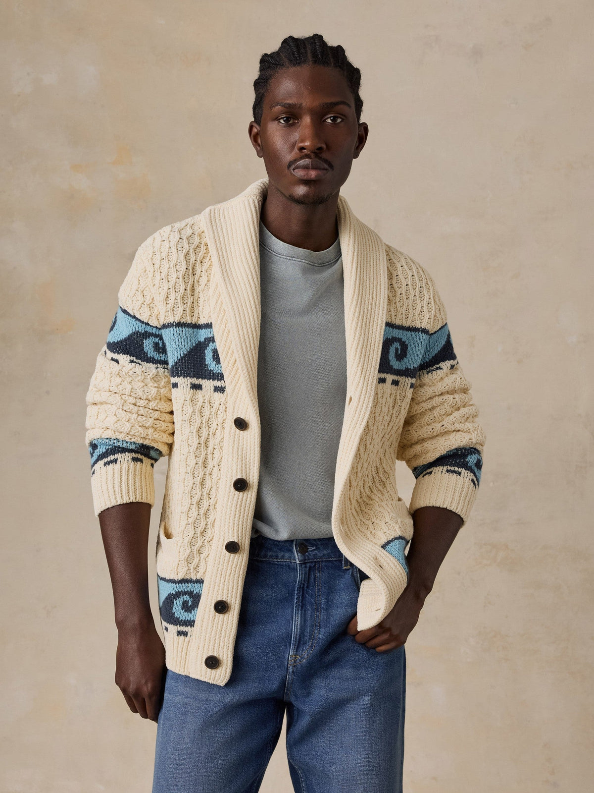 Wave Swell Cardigan - Pearl Blue Crest