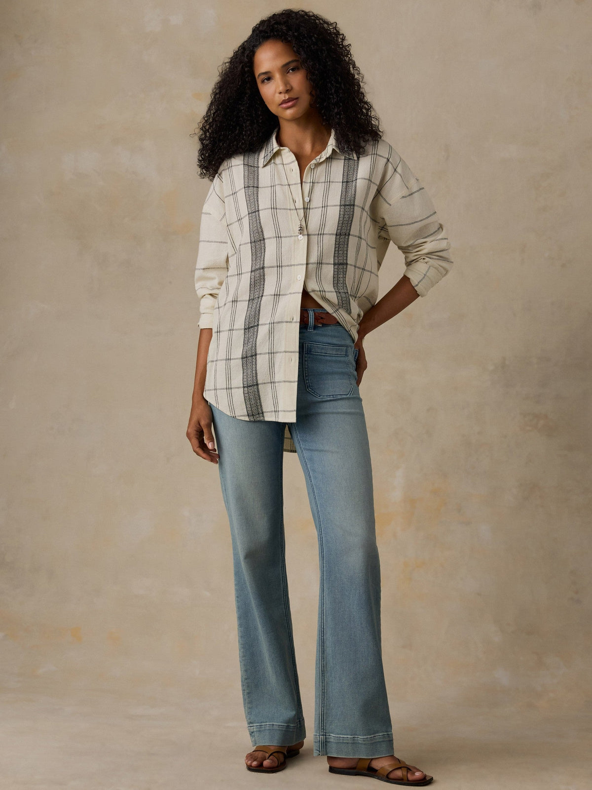 Textured Cotton Relaxed Shirt - Salt Stone