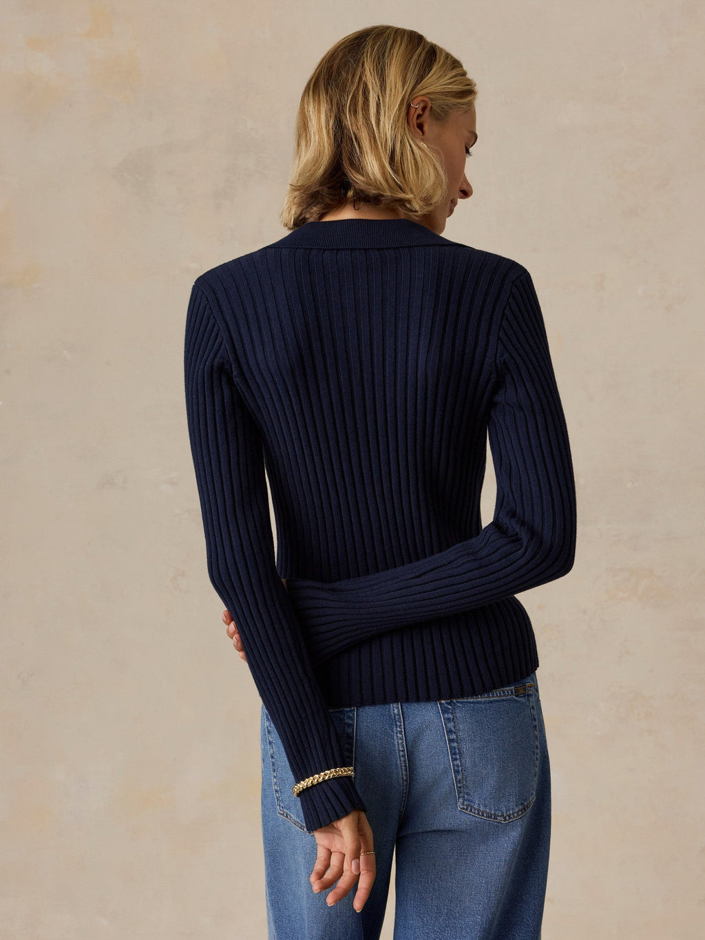 Sunwashed Cotton Ribbed Cardigan - Baritone Blue