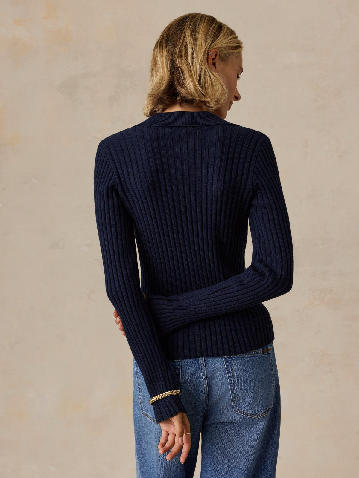 Sunwashed Cotton Ribbed Cardigan - Baritone Blue