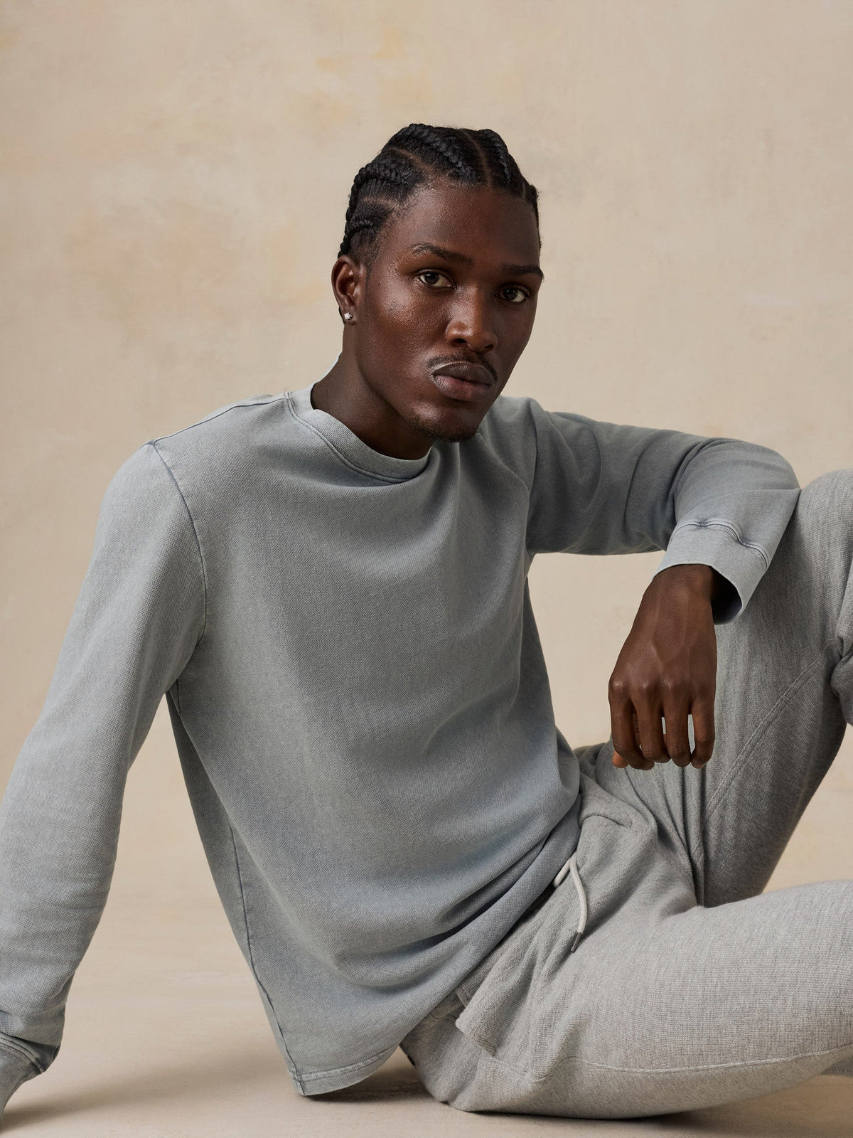 Long-Sleeve Recycled Terry Tee - Lakeshore Grey