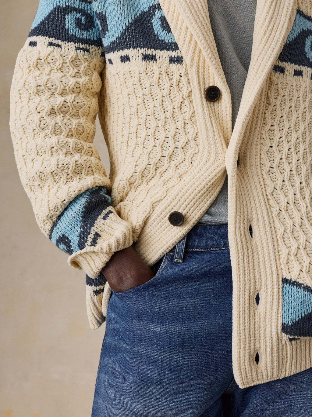 Wave Swell Cardigan - Pearl Blue Crest