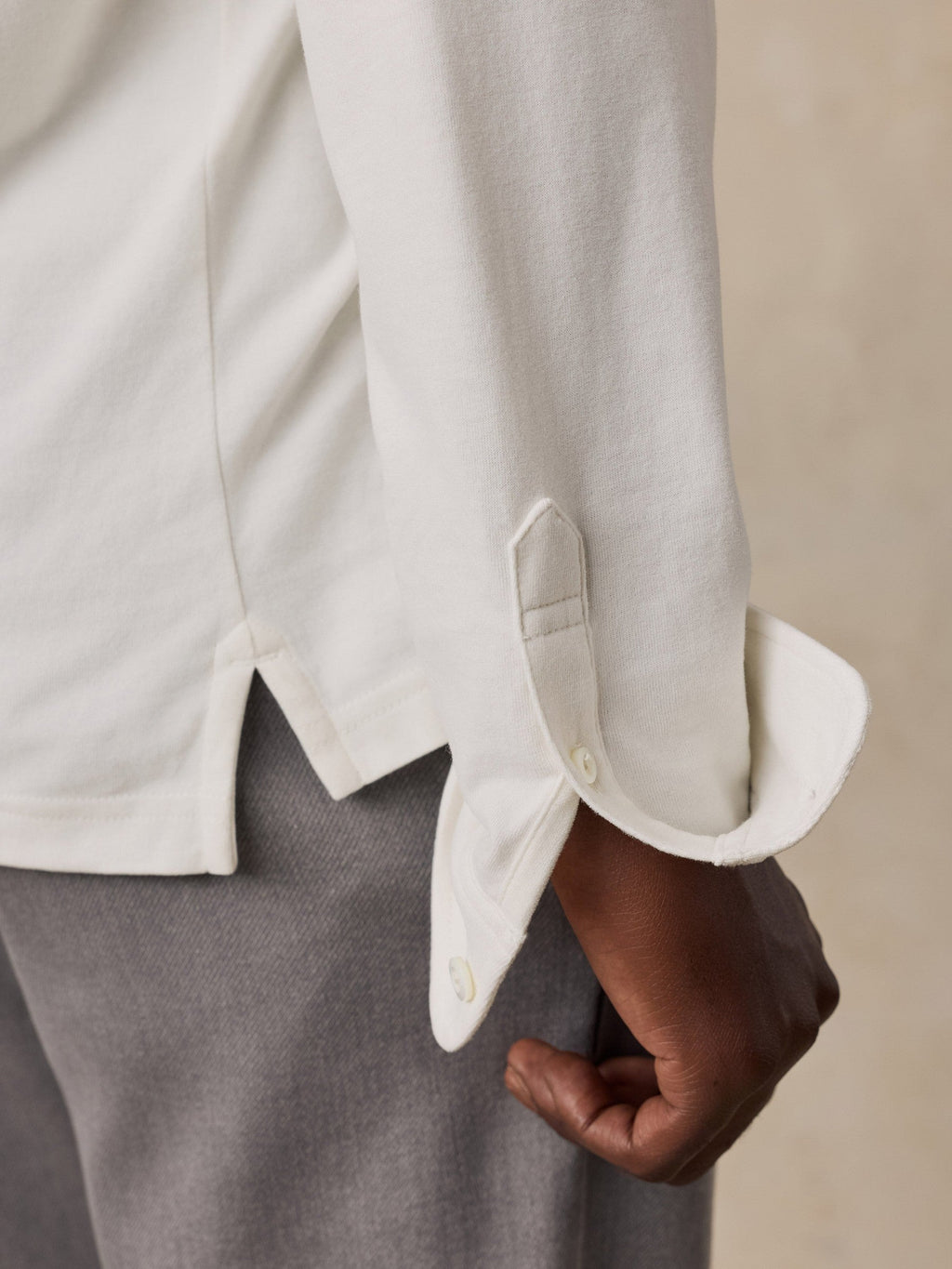 Long-Sleeve Pima Polo - White Wall