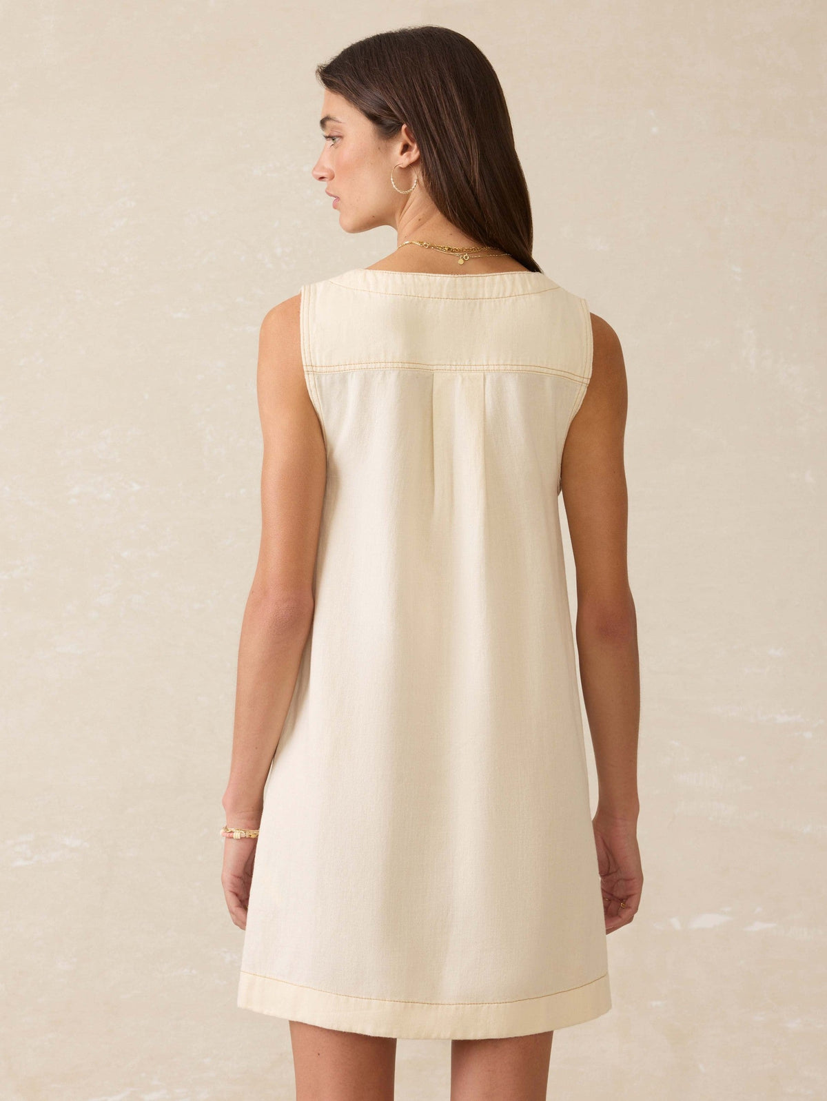 Linen Denim Malibu Mini Dress - Whitecliff Wash