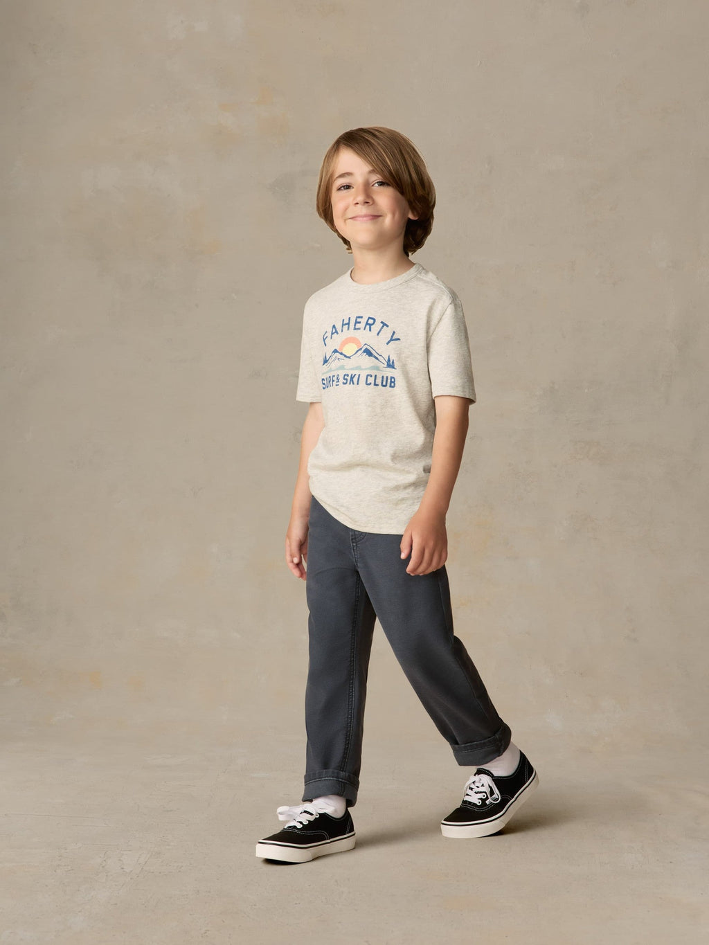 Little Kids Graphic Surf & Ski Club Tee - Light Grey Heather