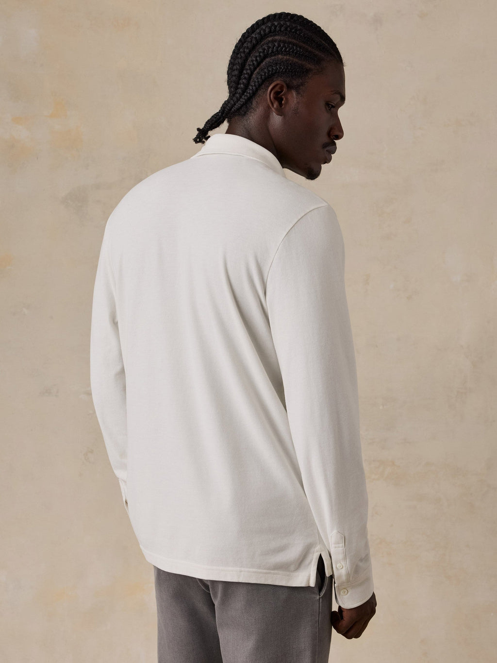 Long-Sleeve Pima Polo - White Wall