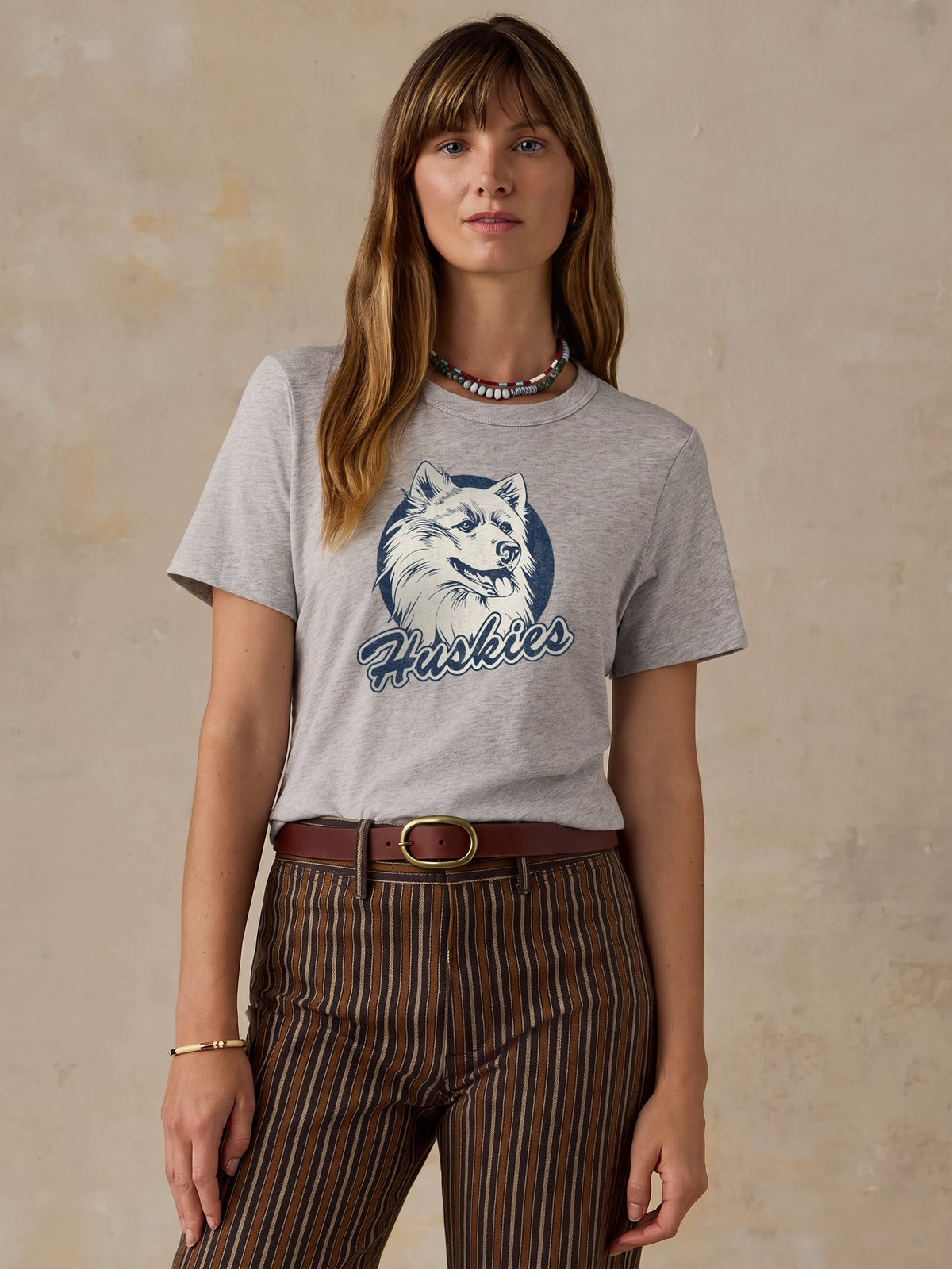 University of Connecticut Sunwashed Regenerative Tee - Dune Grey Heather