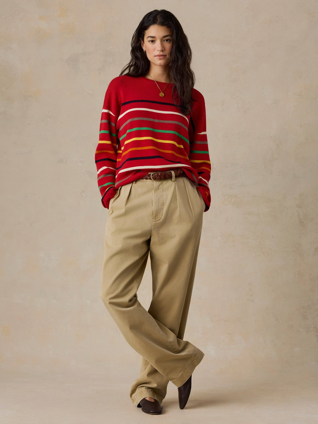 Cotton Cashmere Crew - Salsa Multi Stripe