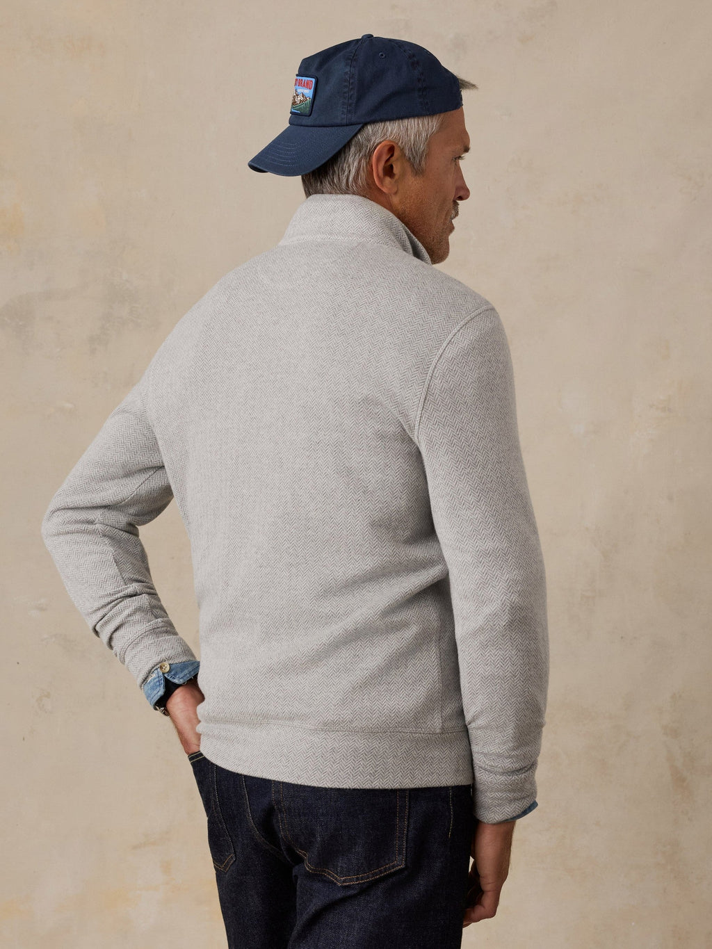 Legend Sweater Quarter Zip - Grey Plains Herringbone