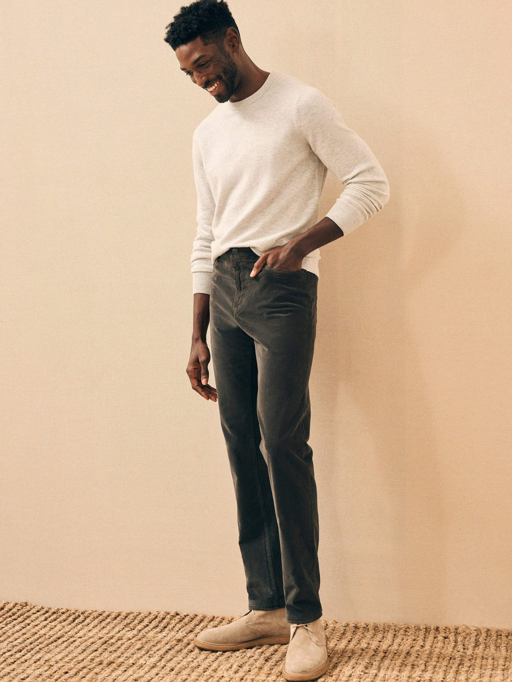 Stretch Corduroy 5-Pocket (32") - Washed Black