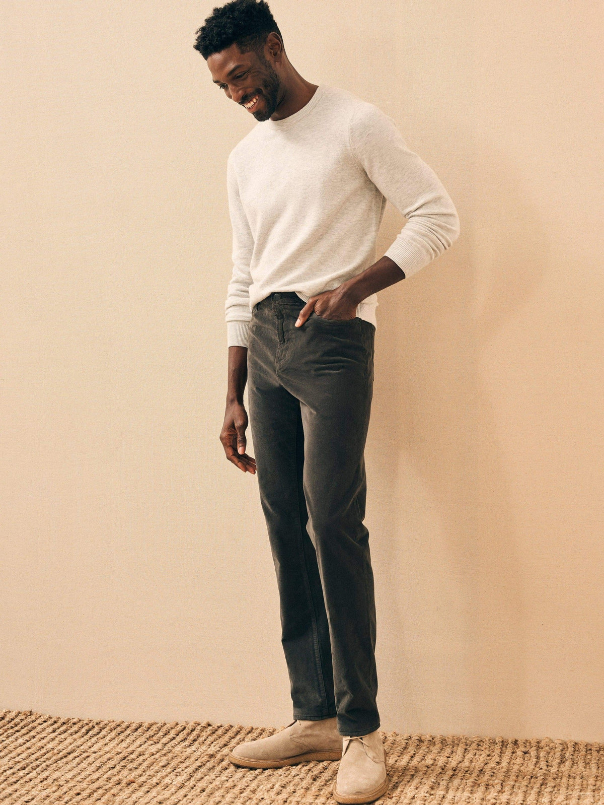 Stretch Corduroy 5-Pocket (32") - Washed Black