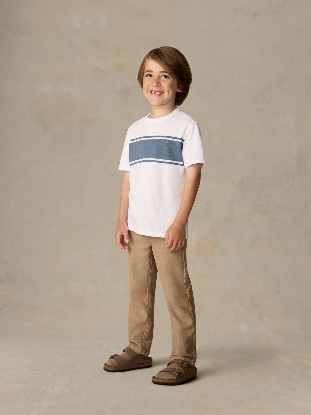 Little Kids Sunwashed Surf Striped Tee - White Surf Stripe