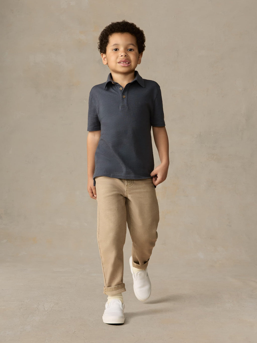 Little Kids Sunwashed Tee Polo - Dune Navy