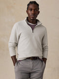 Textured Knit Quarter Zip - Snow Grey Heather