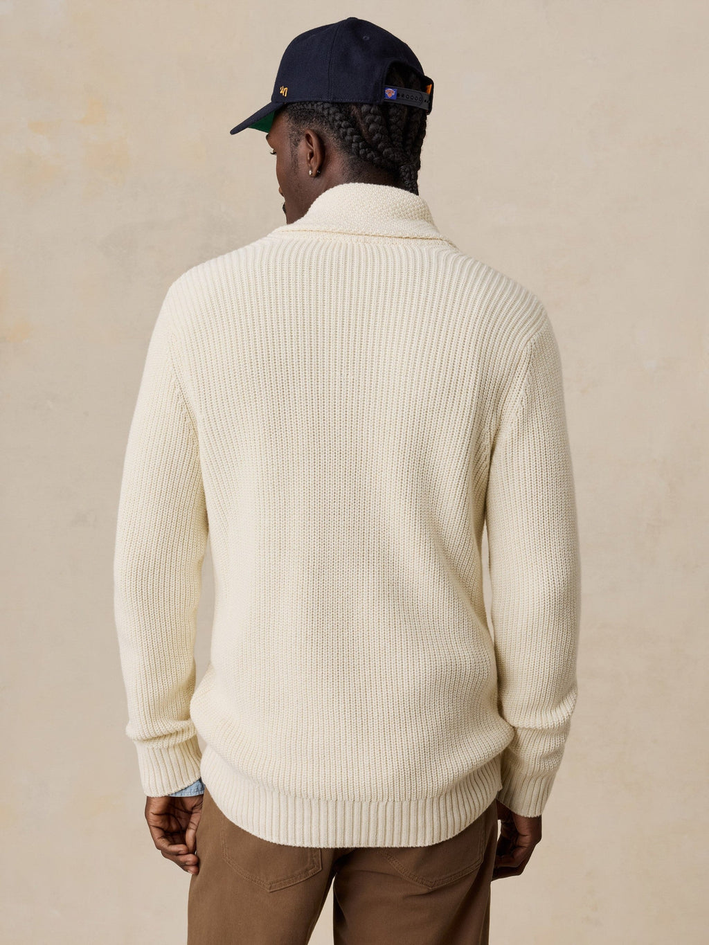 NY Knicks Marled Cotton Cardigan - Ivory