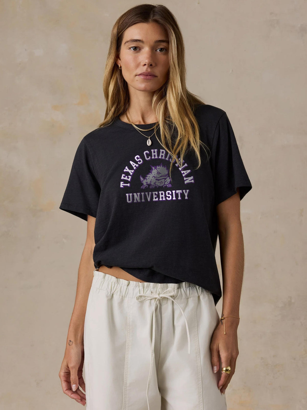 Texas Christian University Sunwashed Regenerative Tee - Washed Black