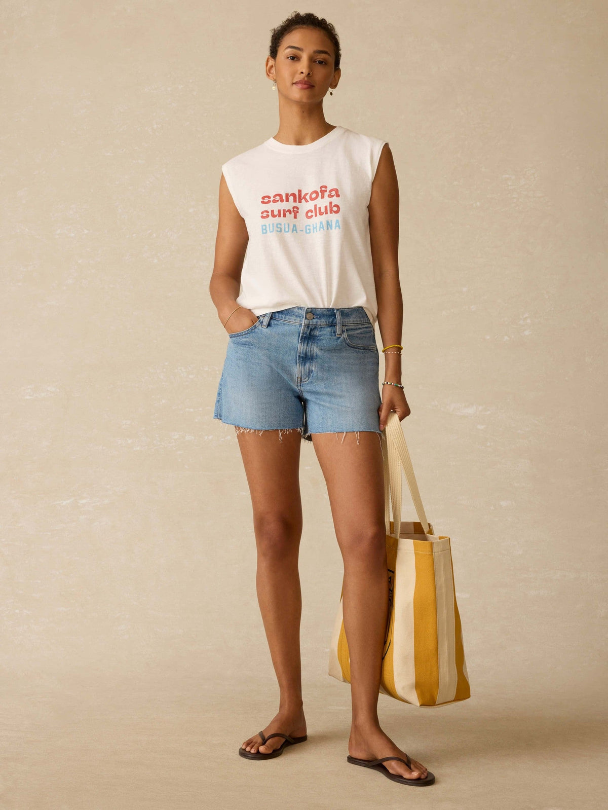 Surf Ghana Sunwashed Muscle Tank - White