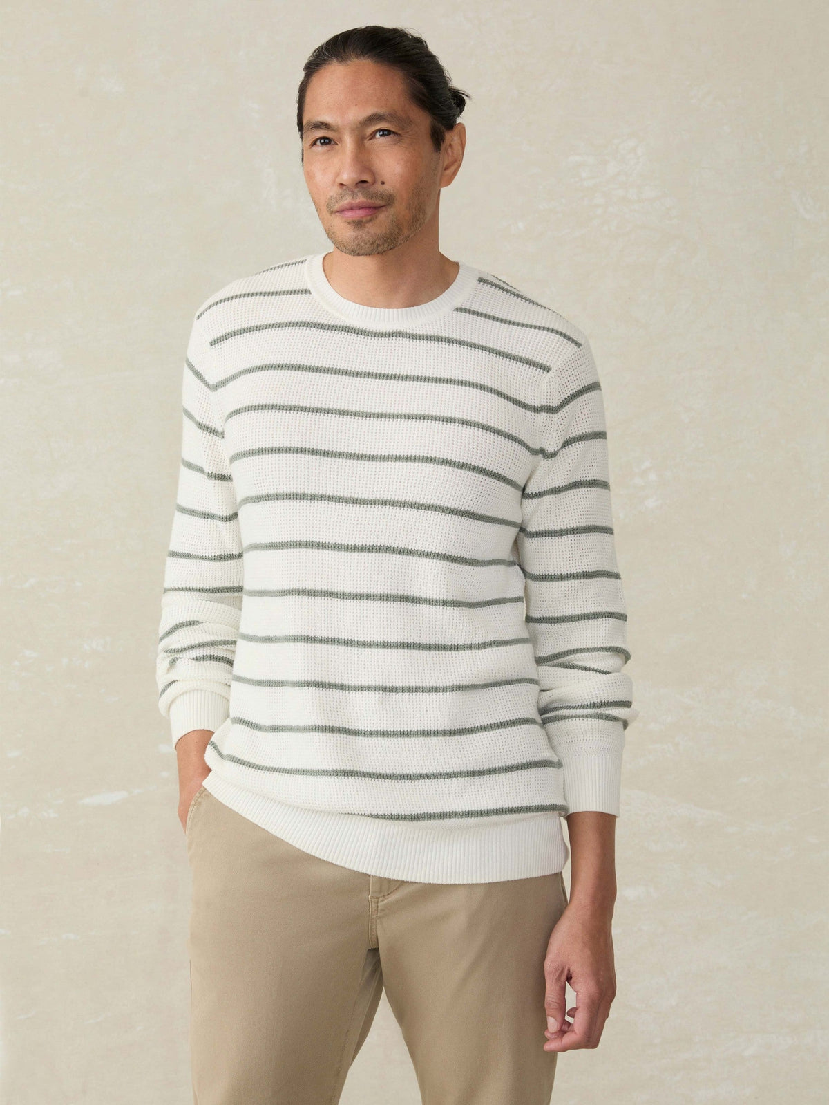 Sunwashed Crewneck Sweater - White Sage Stripe