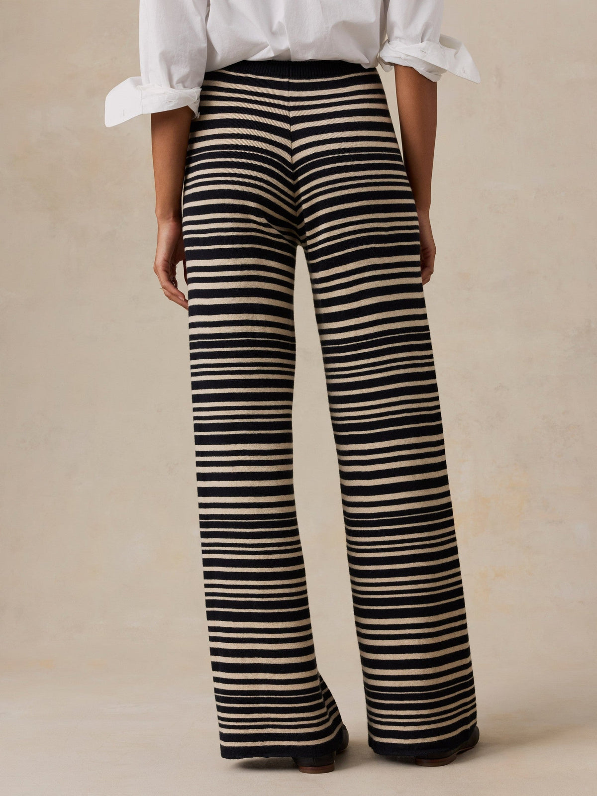 Cotton Cashmere Sweater Pant - Coastal Coal Stripe