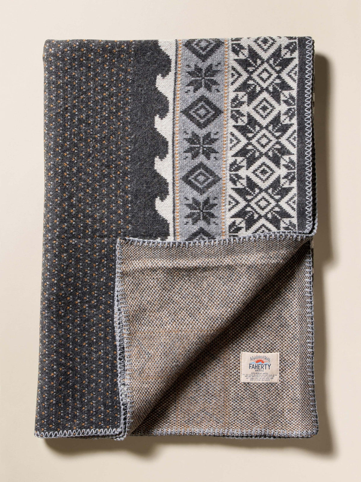 Nordic Fairisle Blanket - Charcoal Winter Beach