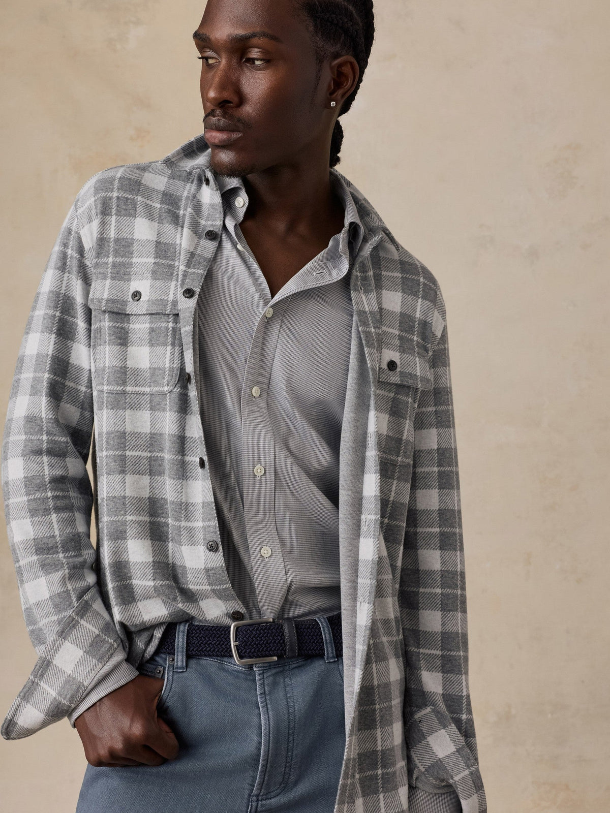 The Movement Shirt - Grey Pincheck