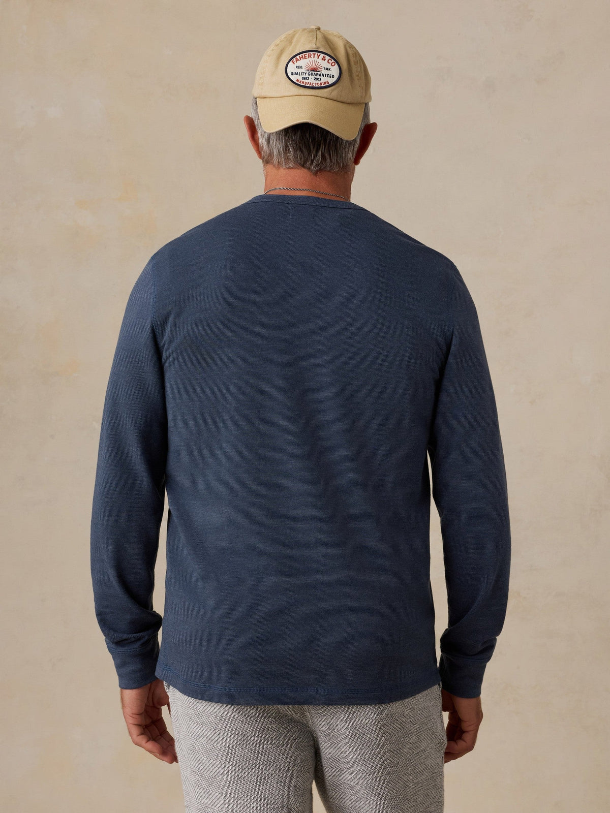 Long-Sleeve Waffle Henley - Blue Nights