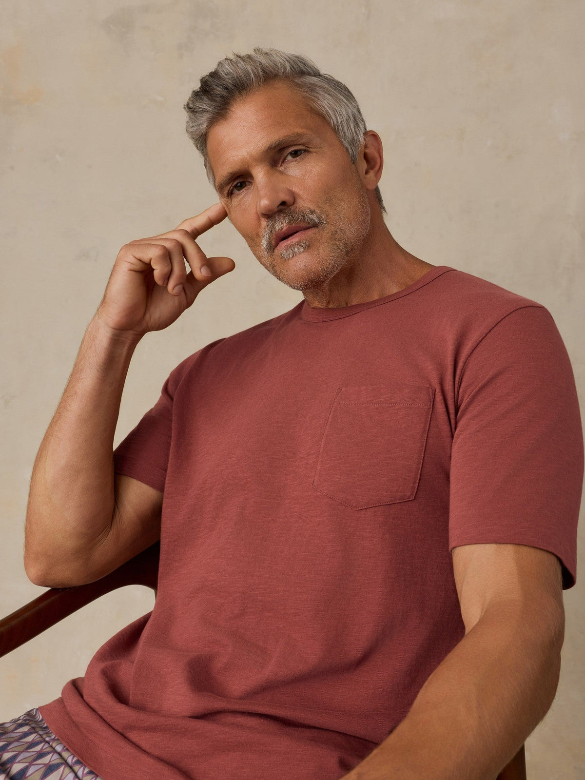 Sunwashed Regenerative Pocket Tee - Sunset Red