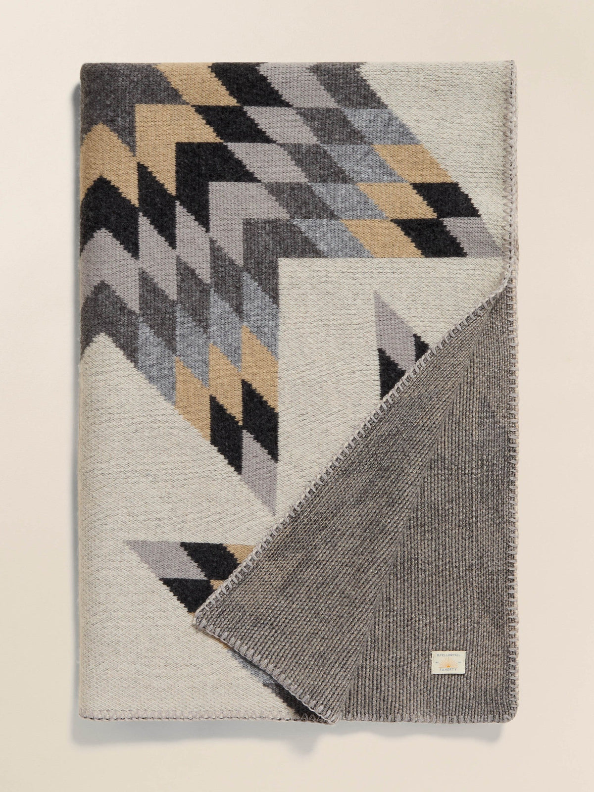 B. Yellowtail Star Patchwork Blanket - Grey Star Patchwork