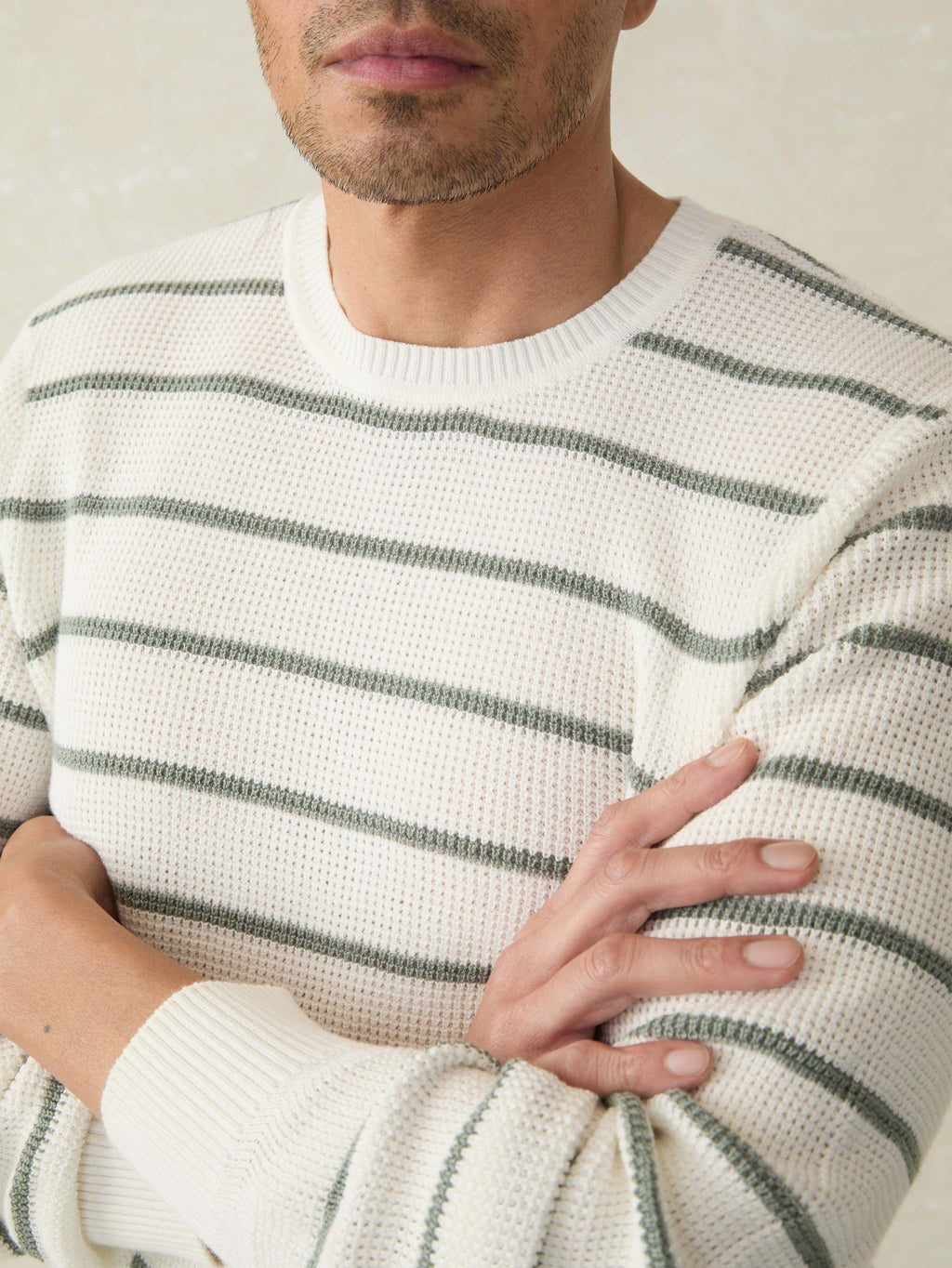 Sunwashed Crewneck Sweater - White Sage Stripe