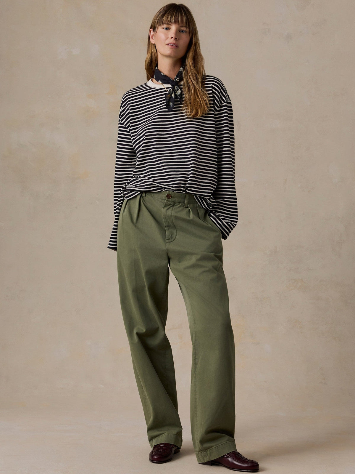 Sunwashed Long-Sleeve Retro Tee - Inkwell Stripe