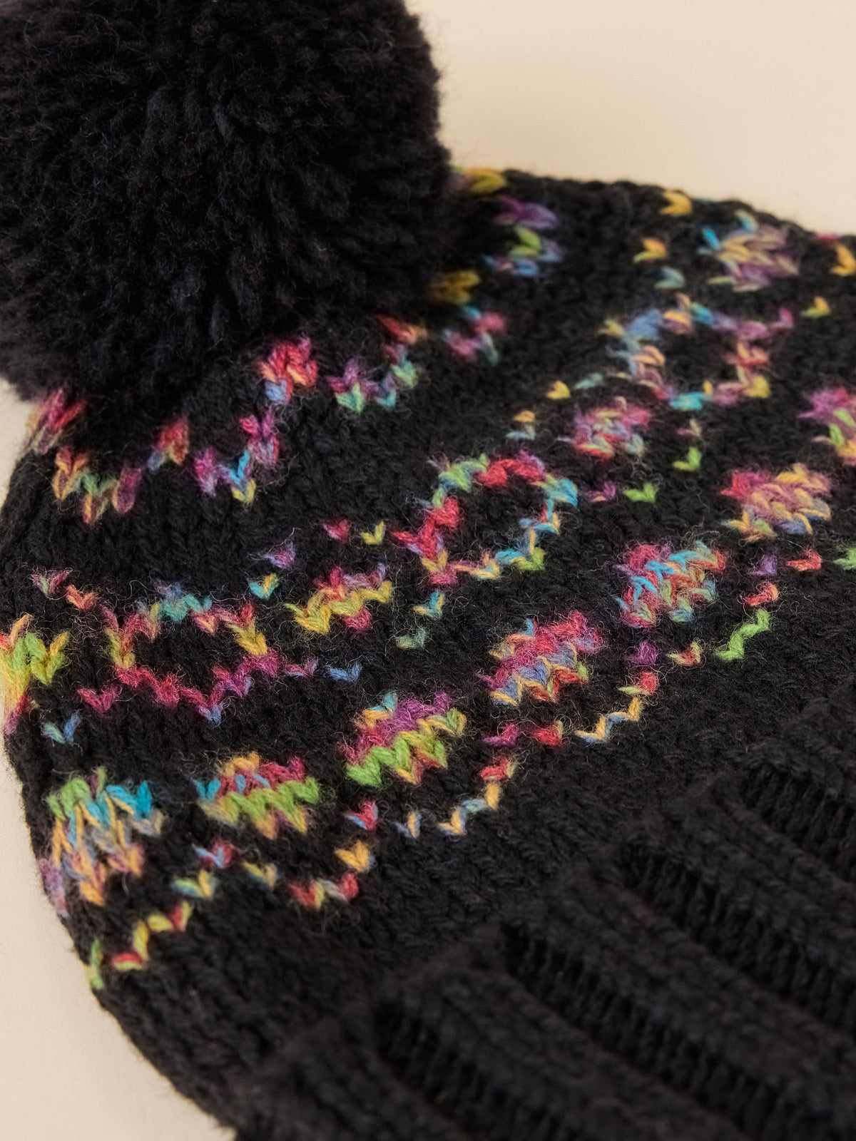 Harbor Lights Fairisle Pom Beanie - Black Multi