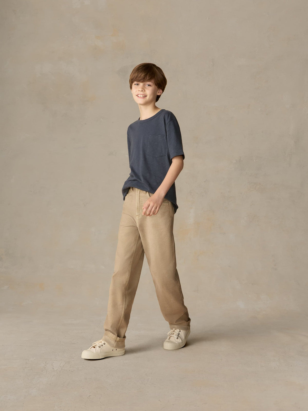 Big Kids Sunwashed Regenerative Pocket Tee - Dune Navy