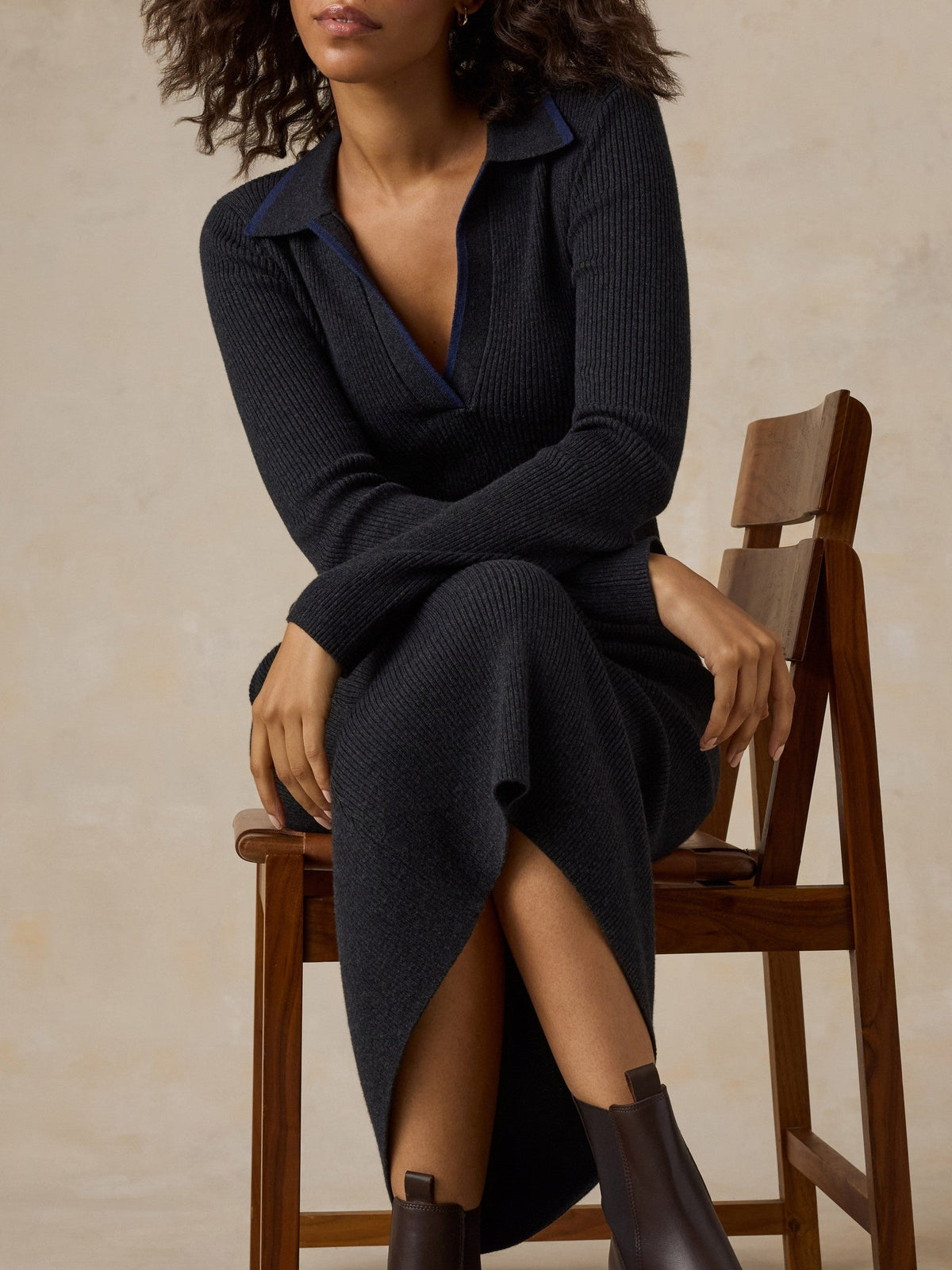 Throwback Sweater Dress - Charcoal