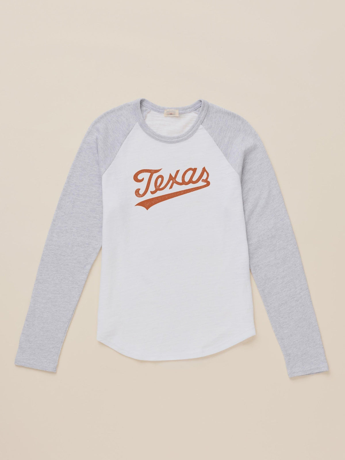University of Texas Sunwashed Organic Raglan Long-Sleeve - Light Grey Heather