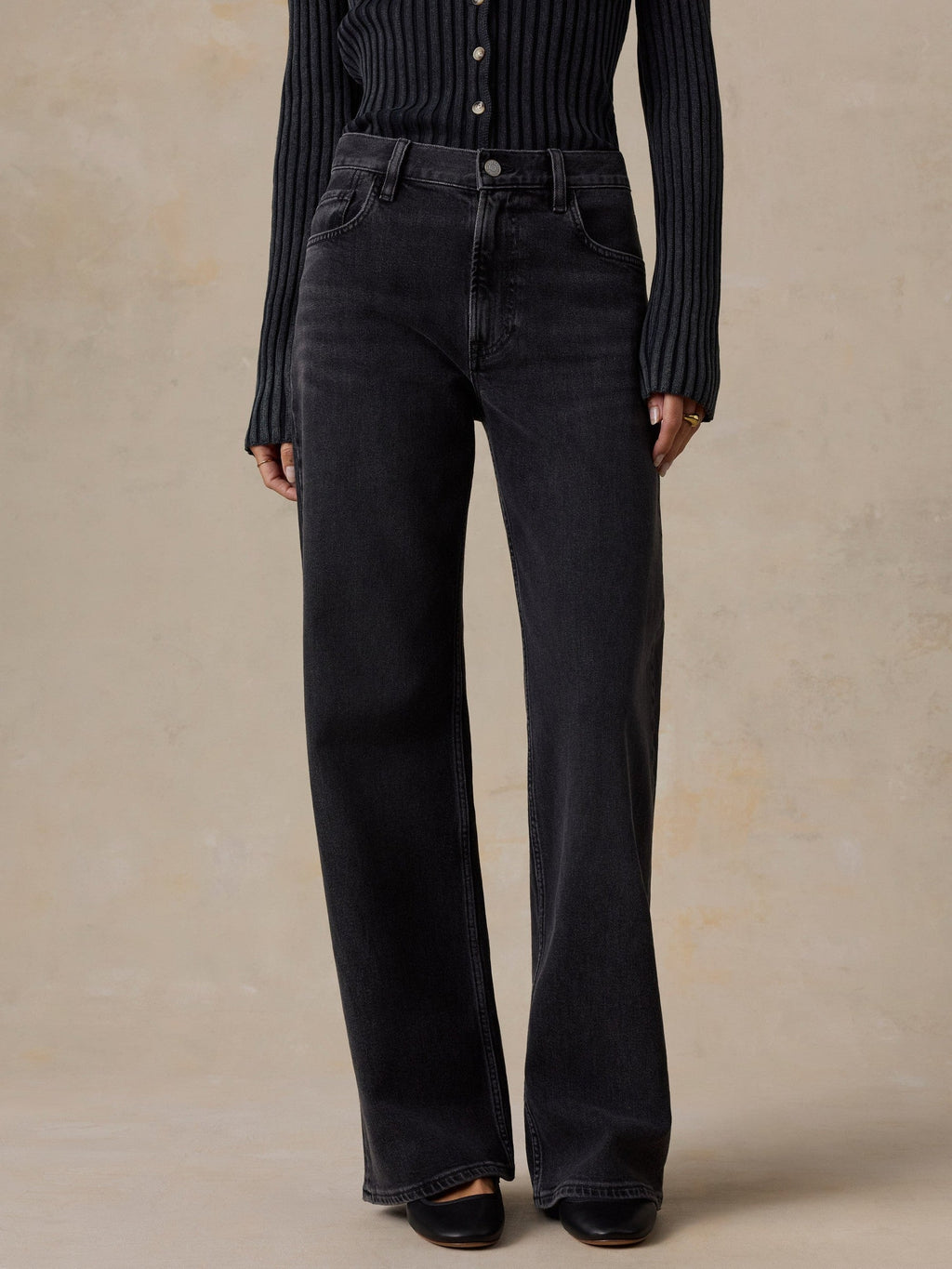 Regenerative Cotton Denim Wide Leg - Black Quarry Wash