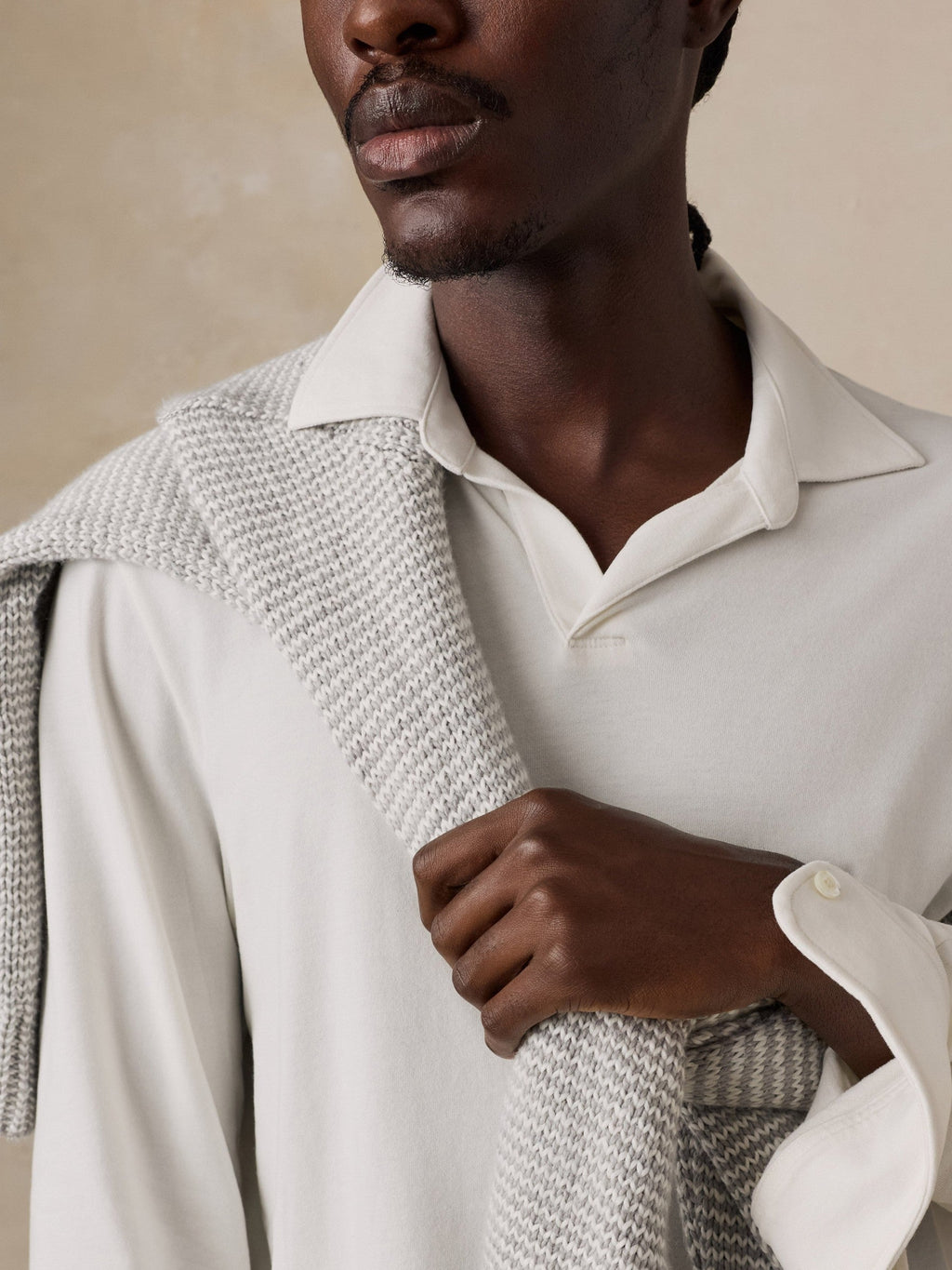 Long-Sleeve Pima Polo - White Wall