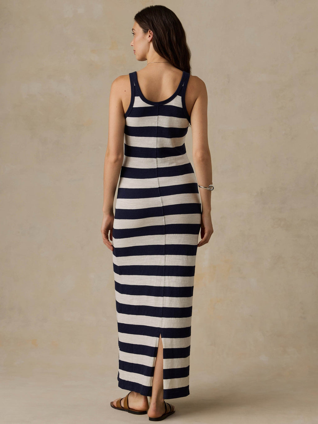 Sunwashed Organic Pocket Tank Dress - Baritone Blue Stripe