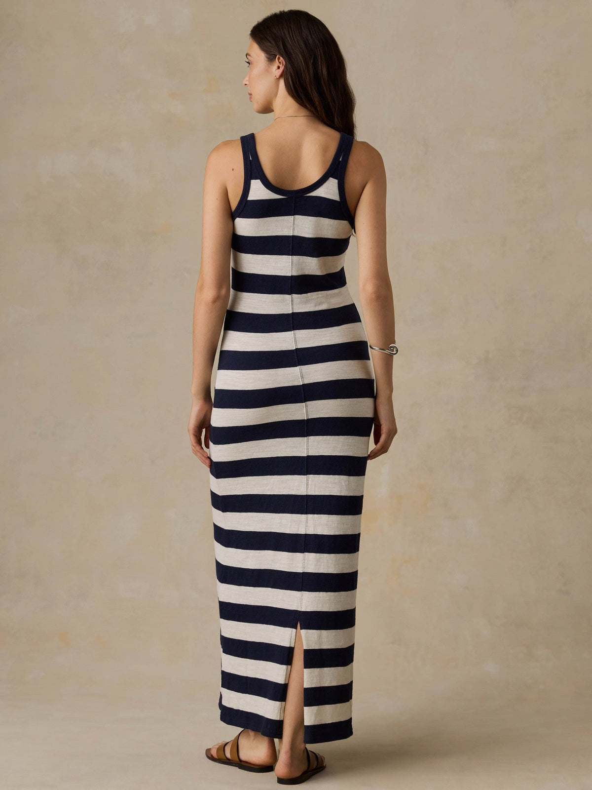 Sunwashed Organic Pocket Tank Dress - Baritone Blue Stripe