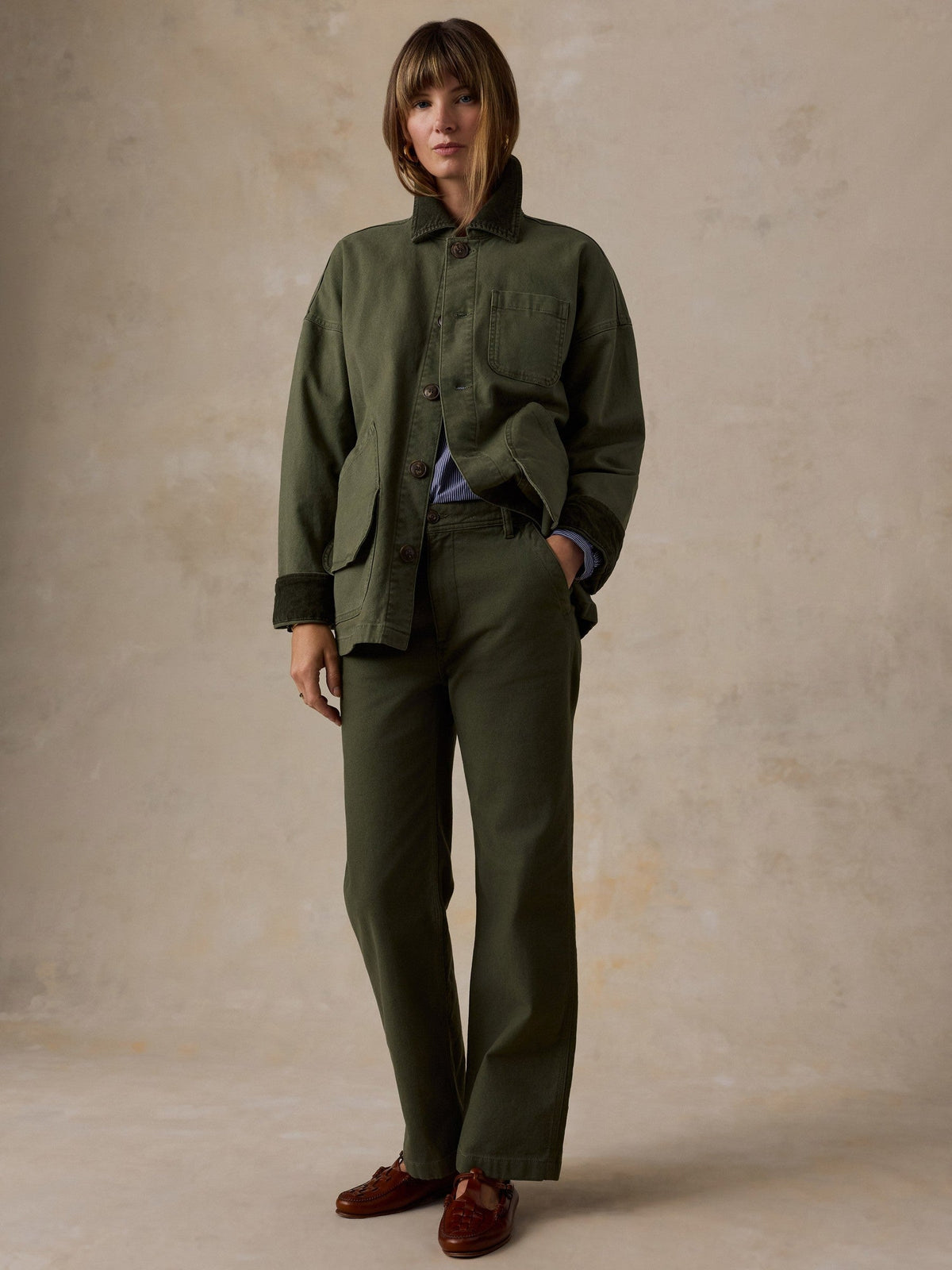 Sunwashed Canvas Dockside Pant - Olive Night