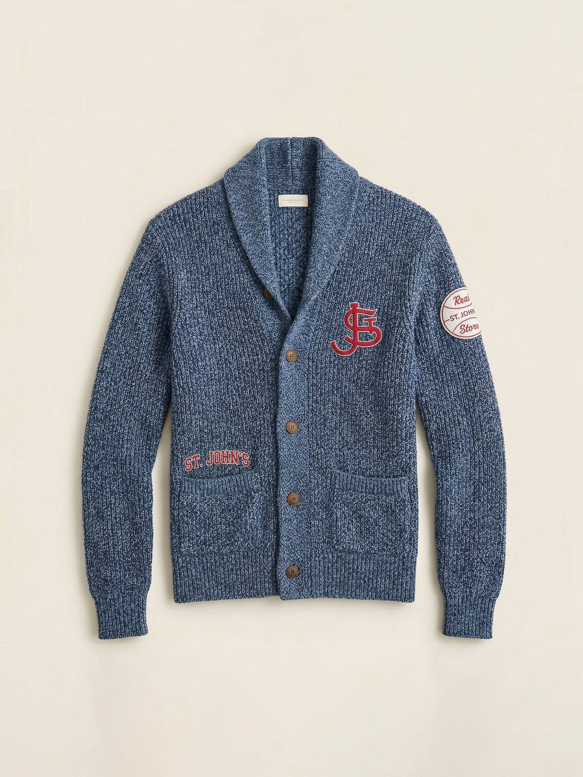 St. John's Marled Cotton Cardigan - Navy Night Marl