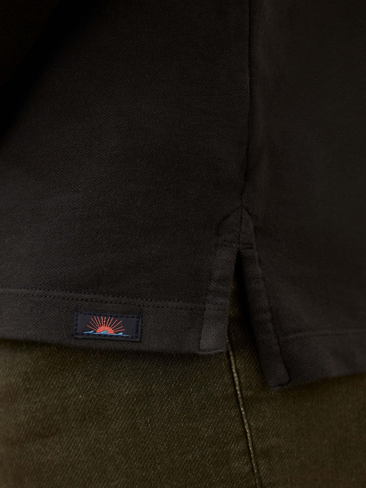 Long-Sleeve Twill Knit Polo - Washed Charcoal