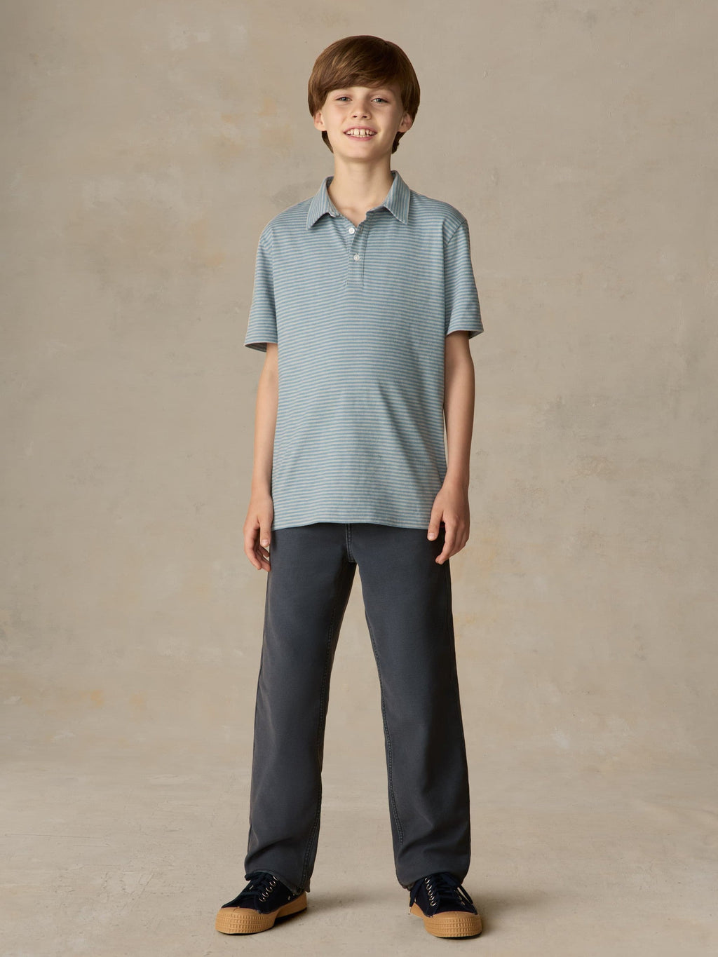 Big Kids Sunwashed Striped Tee Polo - Mountain Wind Stripe