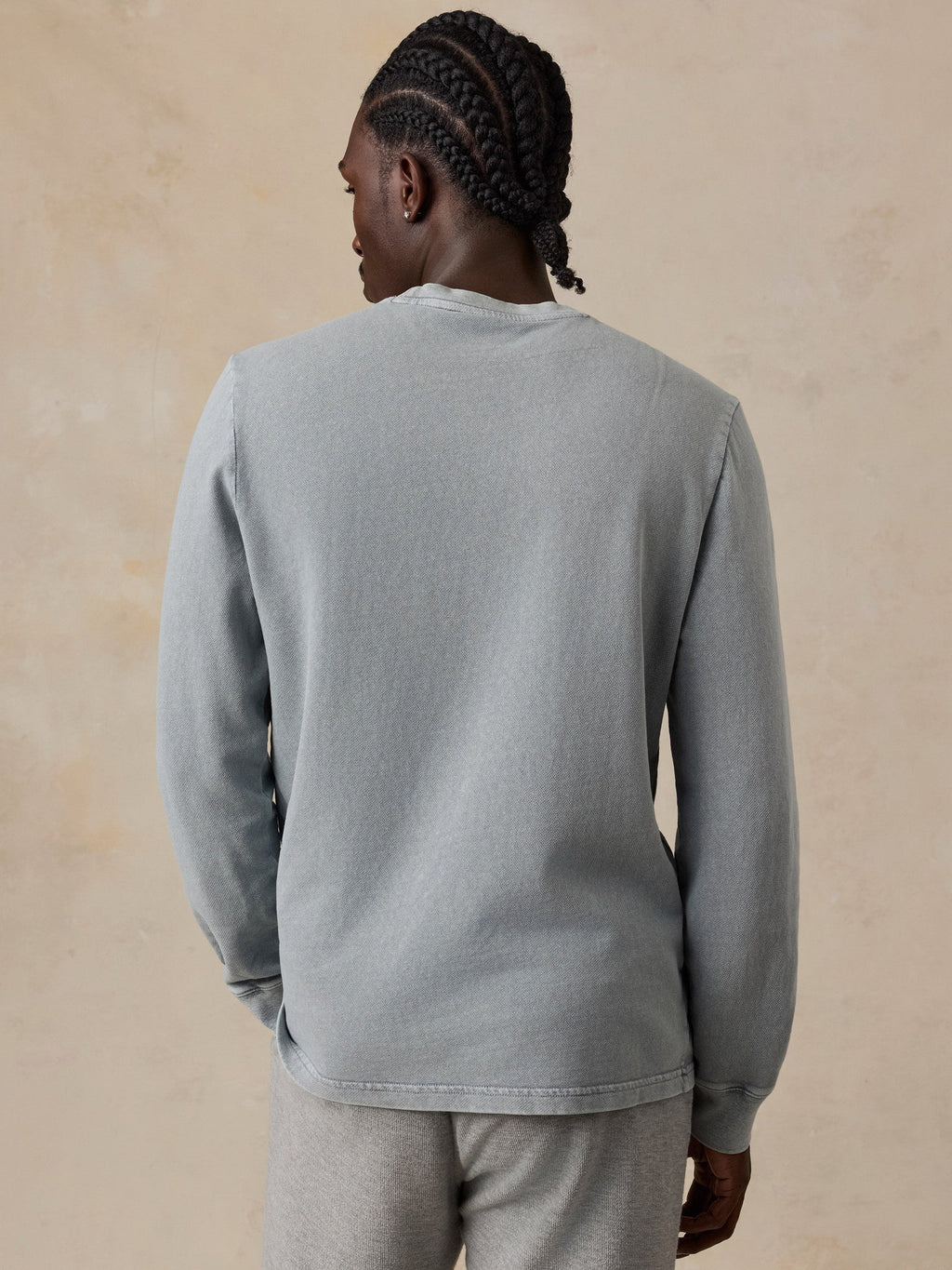 Long-Sleeve Recycled Terry Tee - Lakeshore Grey