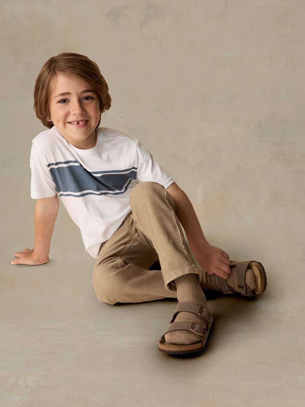Little Kids Sunwashed Surf Striped Tee - White Surf Stripe