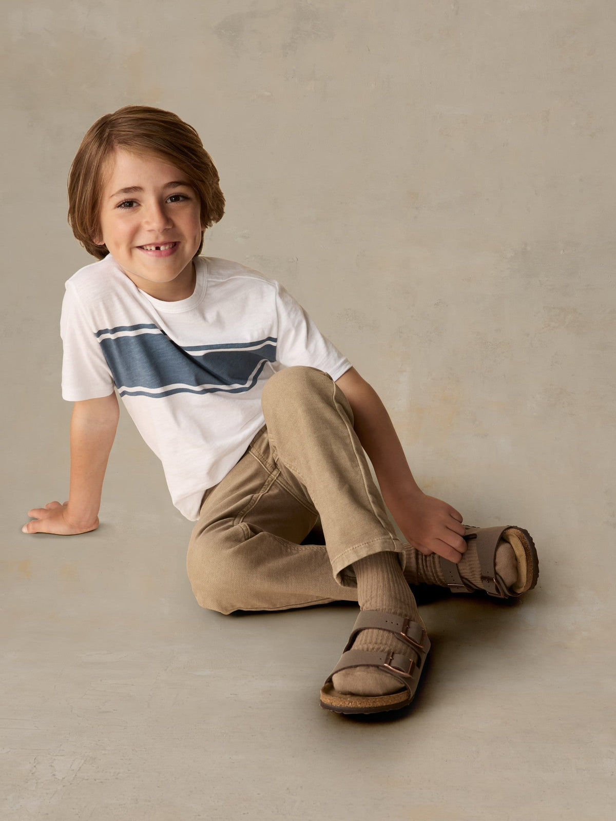 Little Kids Sunwashed Surf Striped Tee - White Surf Stripe