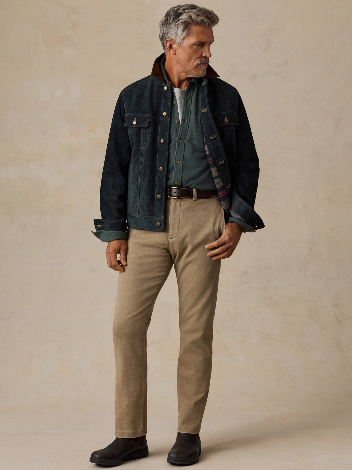 Suede Trucker - Midnight Azure