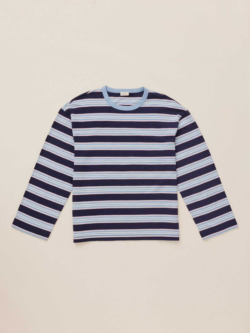 Sunwashed Long-Sleeve Retro Tee - Moonlit Tidal Stripe