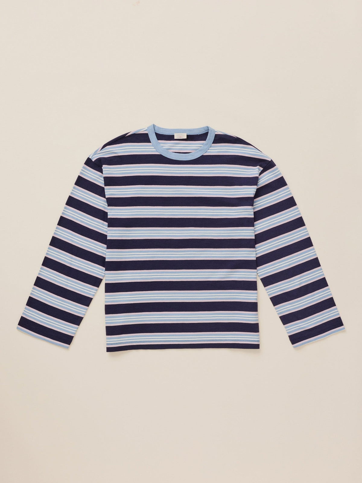 Sunwashed Long-Sleeve Retro Tee - Moonlit Tidal Stripe